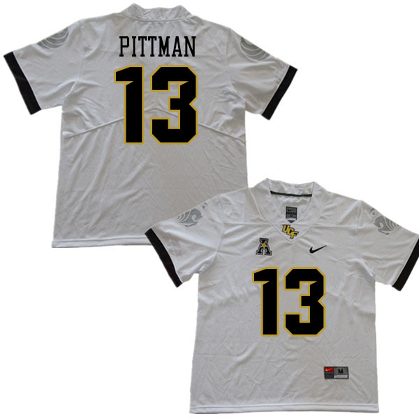Youth #13 Randy Pittman UCF Knights College Football Jerseys Stitched Sale-White